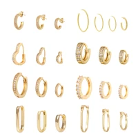 crmya gold silver filled several sizes hoop earring cz zircon heart higgle earrings for women jewelry wholesale aretes de mujer