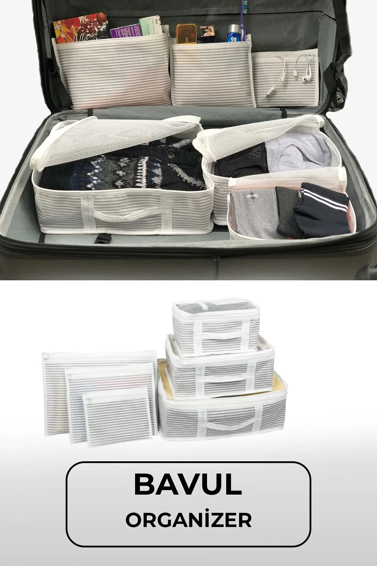 

striped 6-piece Suitcase Suitcase Organizer Set
