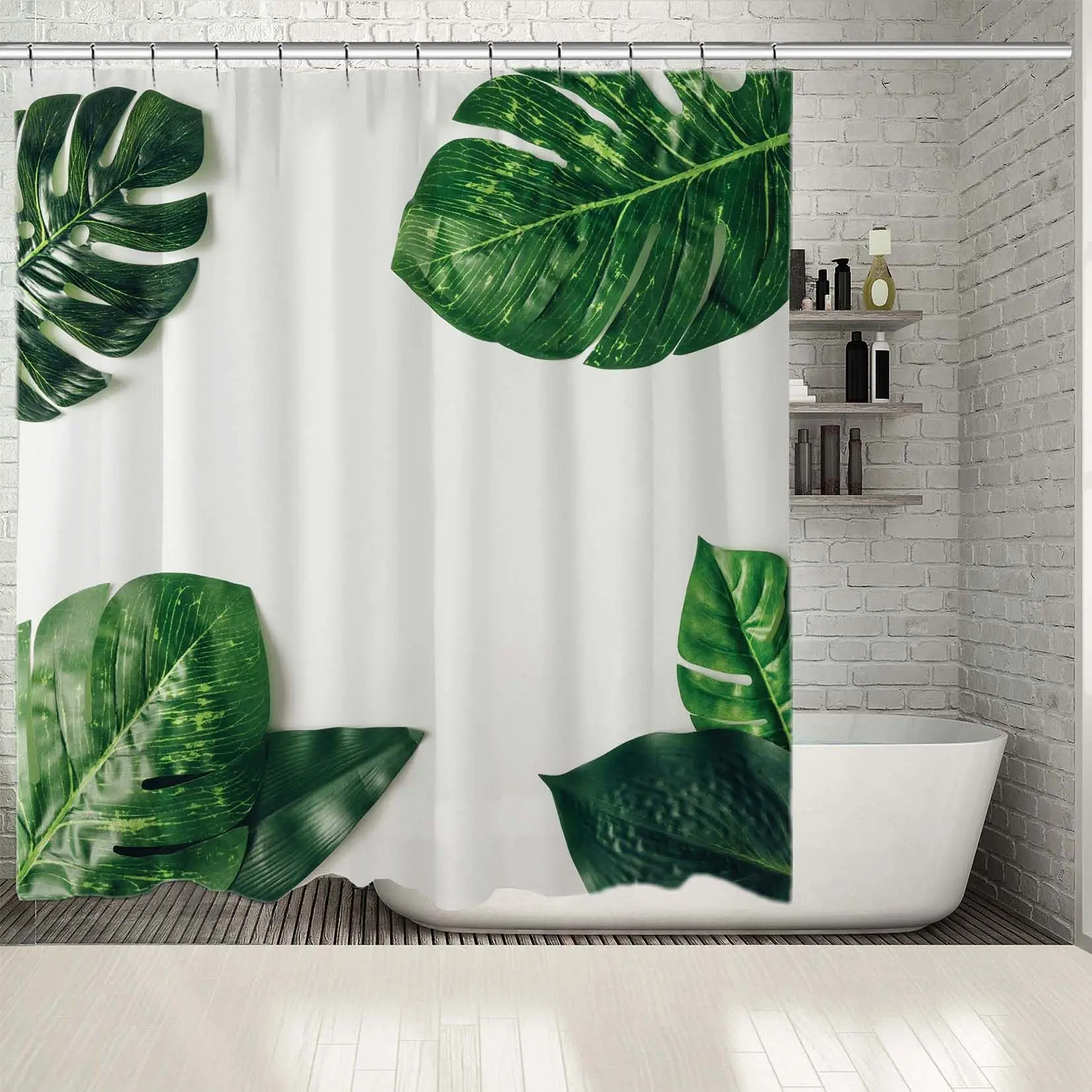 Занавеска для душа тропические листья экзотическая природа джунгли большой лист