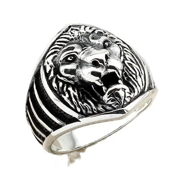 

Стерлингового серебра в виде льва кольцо Винтаж перстень туфли ручной работы серебристого цвета; Для мужчин кольцо серебро Для женщин Для м...