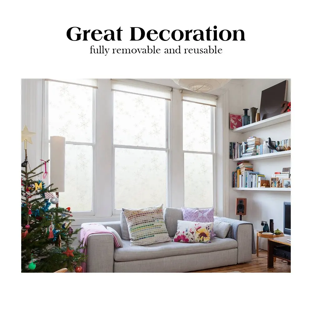 PVC Window Film Snowflake Merry Christmas Decorations Privacy Self-Adhesive Vinyl Frosted Glass Sticker | Дом и сад