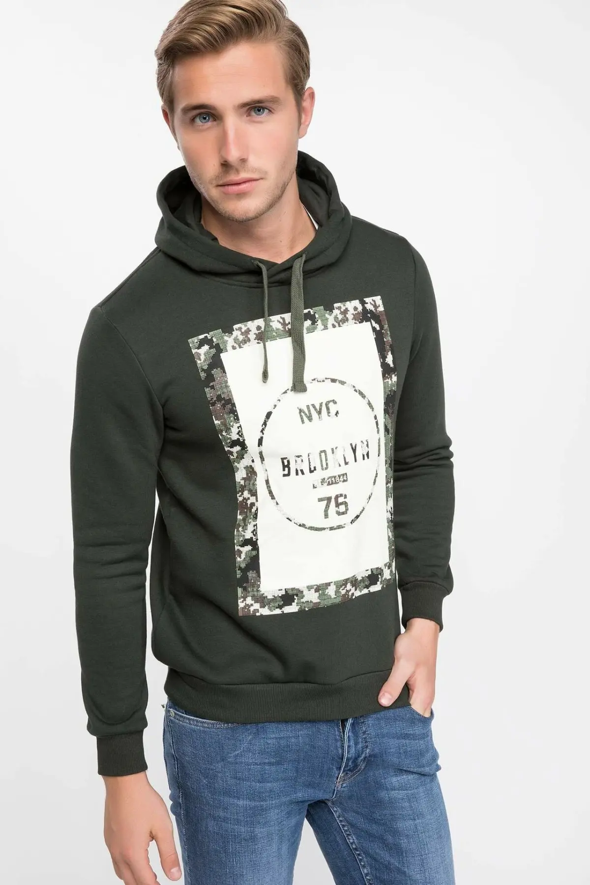 DeFacto мужская толстовка с модным принтом мужские повседневные толстовки