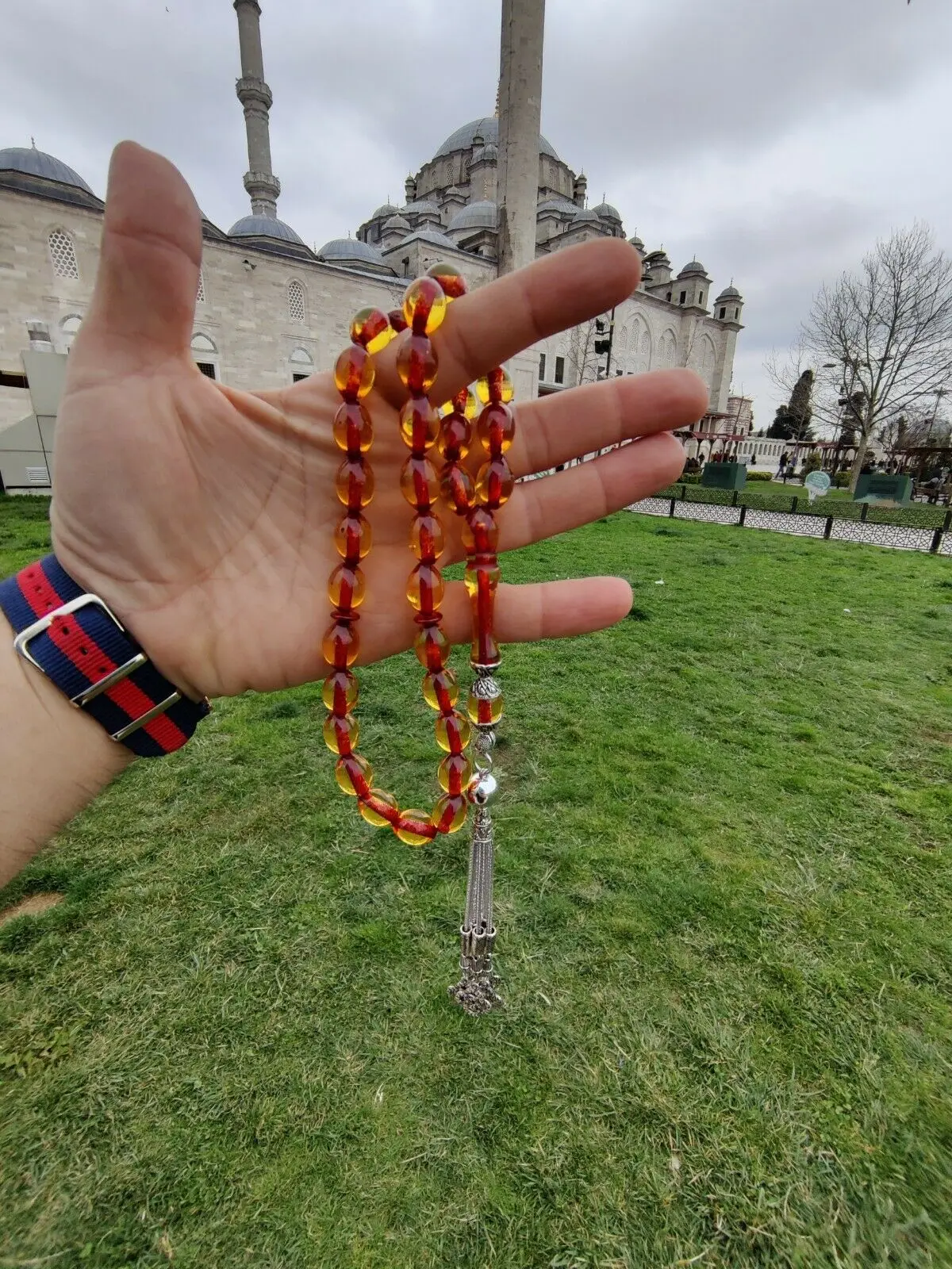 

Ottoman Faturan German Amber Sandalous Misbaha Prayer Beads Islamic Gift Tasbih Tasbeeh Tasbeh Rosary Tasbih # 12C