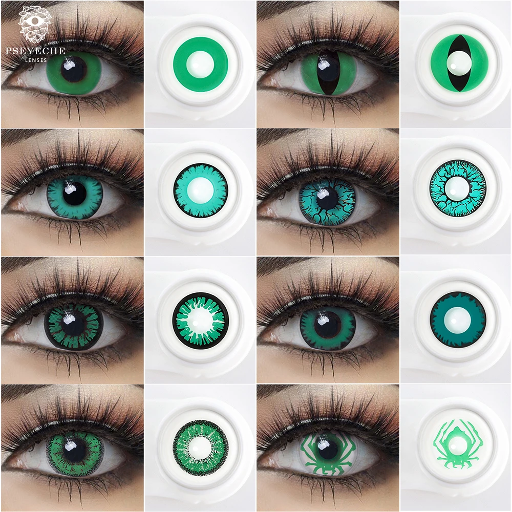 Cosplay контактные линзы зеленые цветные фотолинзы вампира кошачий глаз на год 2 шт. |