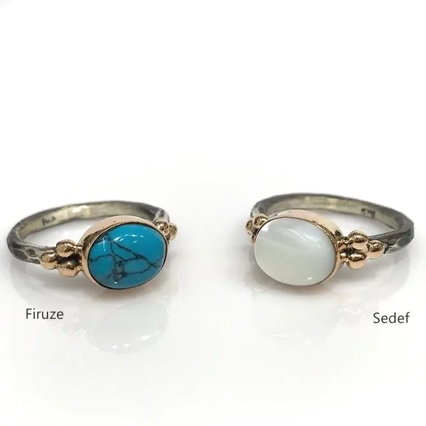 Минимальное ручное рабочее подлинное кольцо из натурального камня Seçenekli Gümüş |