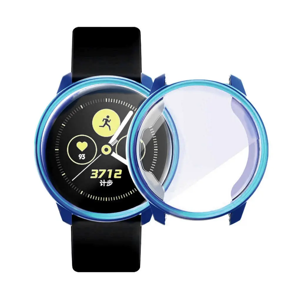 Blue Защитный чехол для экрана для samsung Galaxy watch active 2 44 мм 40 мм мягкий Универсальный чехол из ТПУ бампер для часов Active2 аксессуары 44 - Цвет: Blue