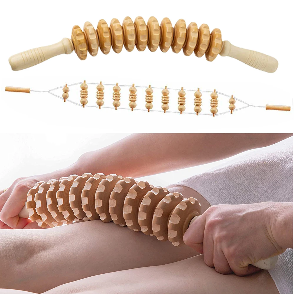 

2Pcs Wooden Pull-back Roller Massager Wood Therapy Tools Anti Cellulite Lymphatic Drainage Muscle Pain Relief Guasha Rollers