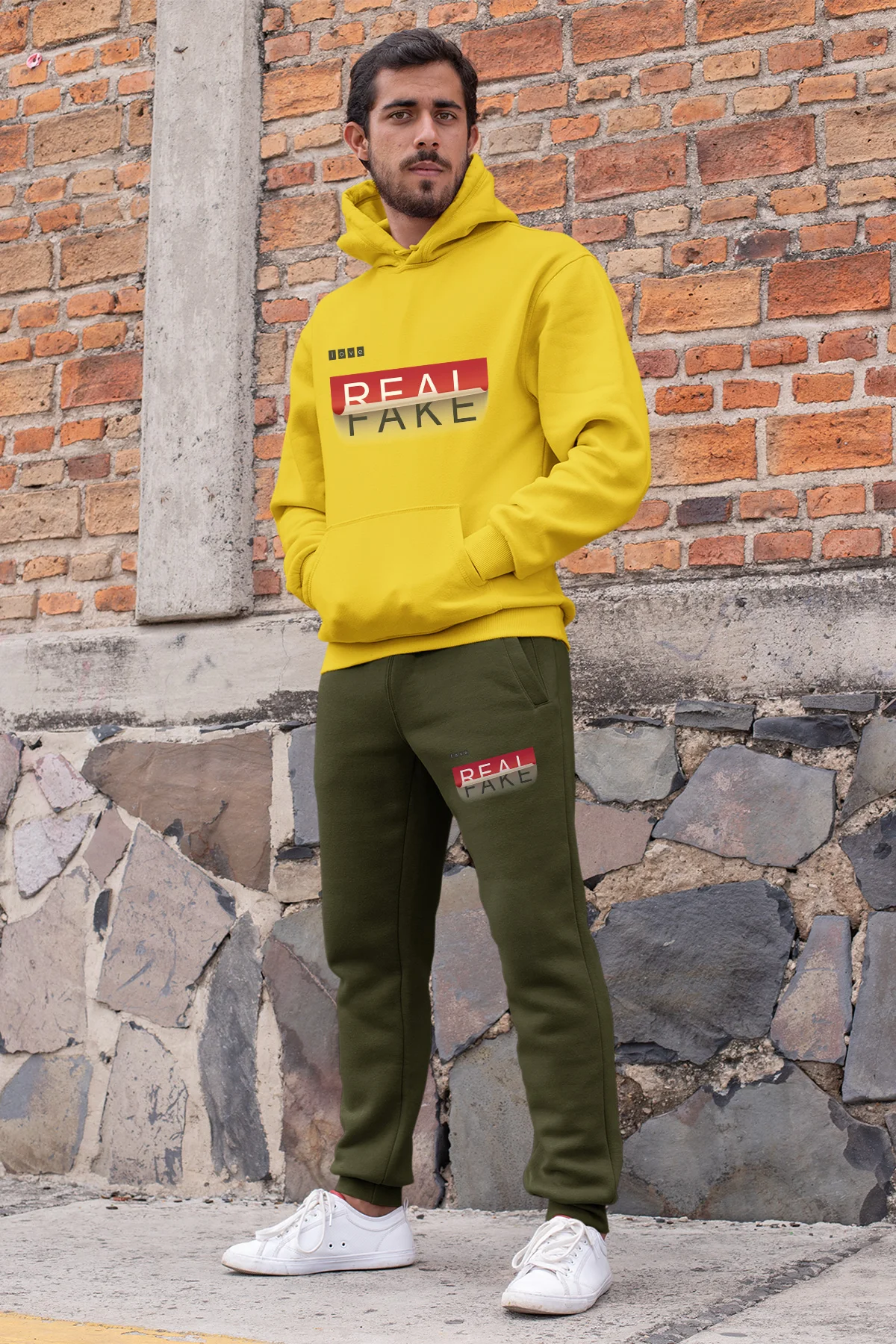 Мужской спортивный костюм Angemiel желтый свитшот с капюшоном зеленые спортивные