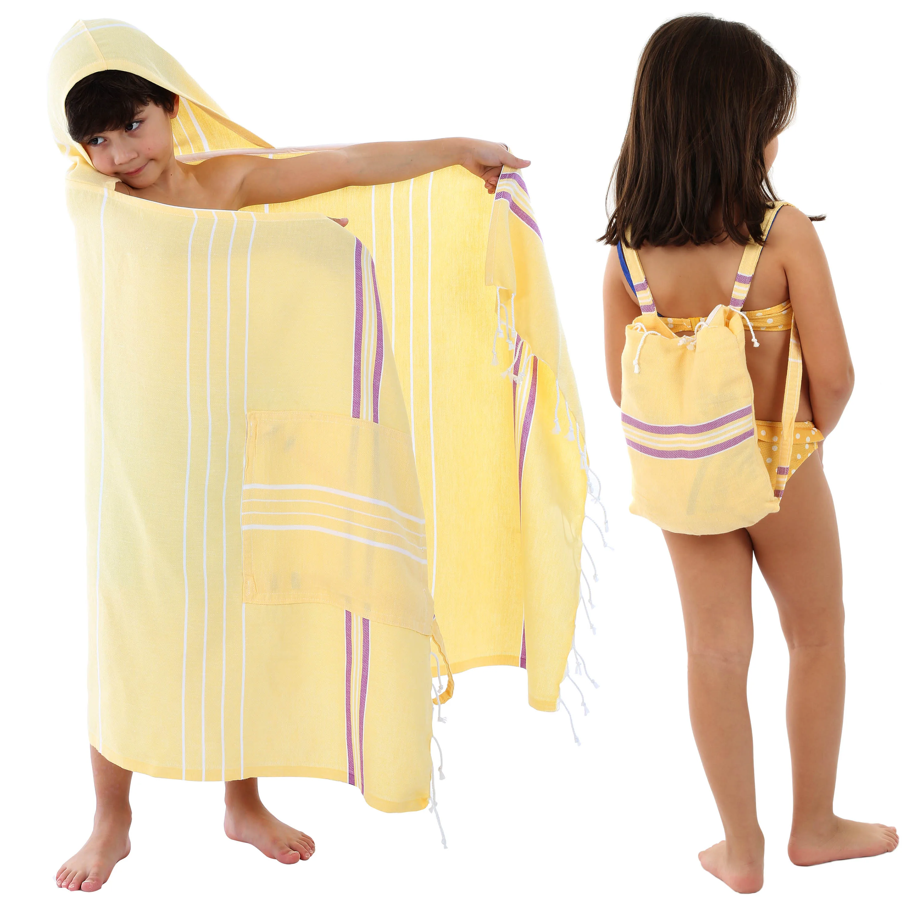 

Турецкое банное полотенце CACALA 3-в-1 Peshtemal, рюкзак и пончо, 100 хлопка, абсорбирующее и быстросохнущее пляжное полотенце для детей и детей