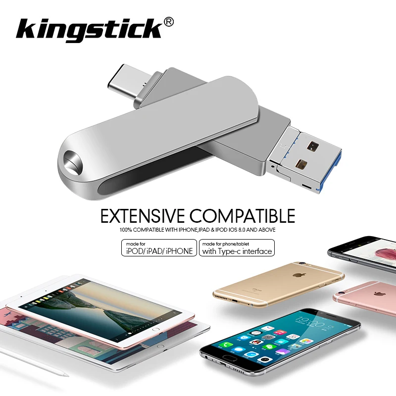 

Metal USB Flash Drive 128gb type-c Pendrive 32gb 64gb Usb3.0 Flash Disk for iPhone X/8 Plus/8/7 Plus USB Memory Stick