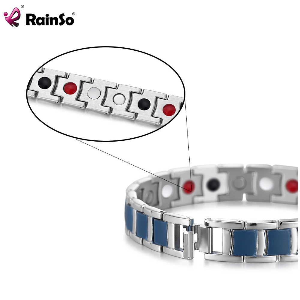 Stainless Steel Bracelet For Women Men Paint Baking Blue Homme Health Care Magnetic Bracelet Viking Gifts For Unisex Rainso
