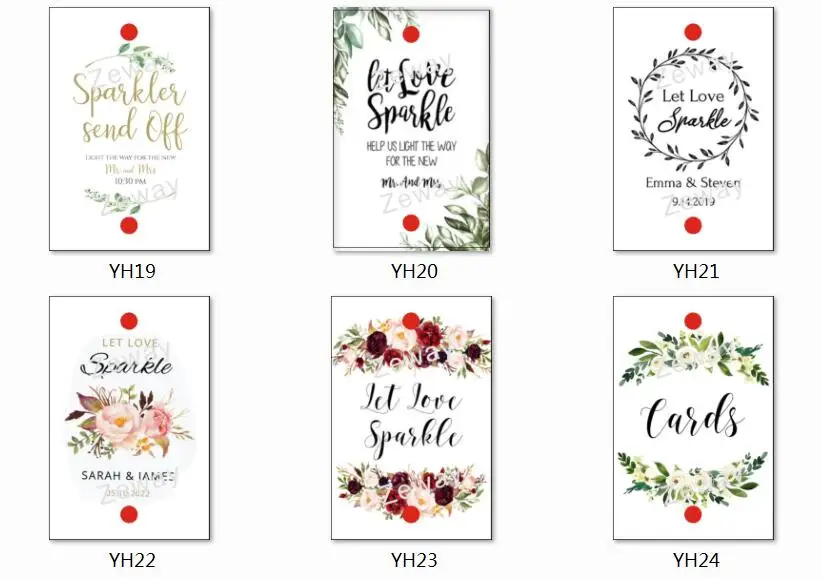 100PCS Glow/Sparkler Stick Tags Personalised Wedding Firework Tags Let Love Sparkle
