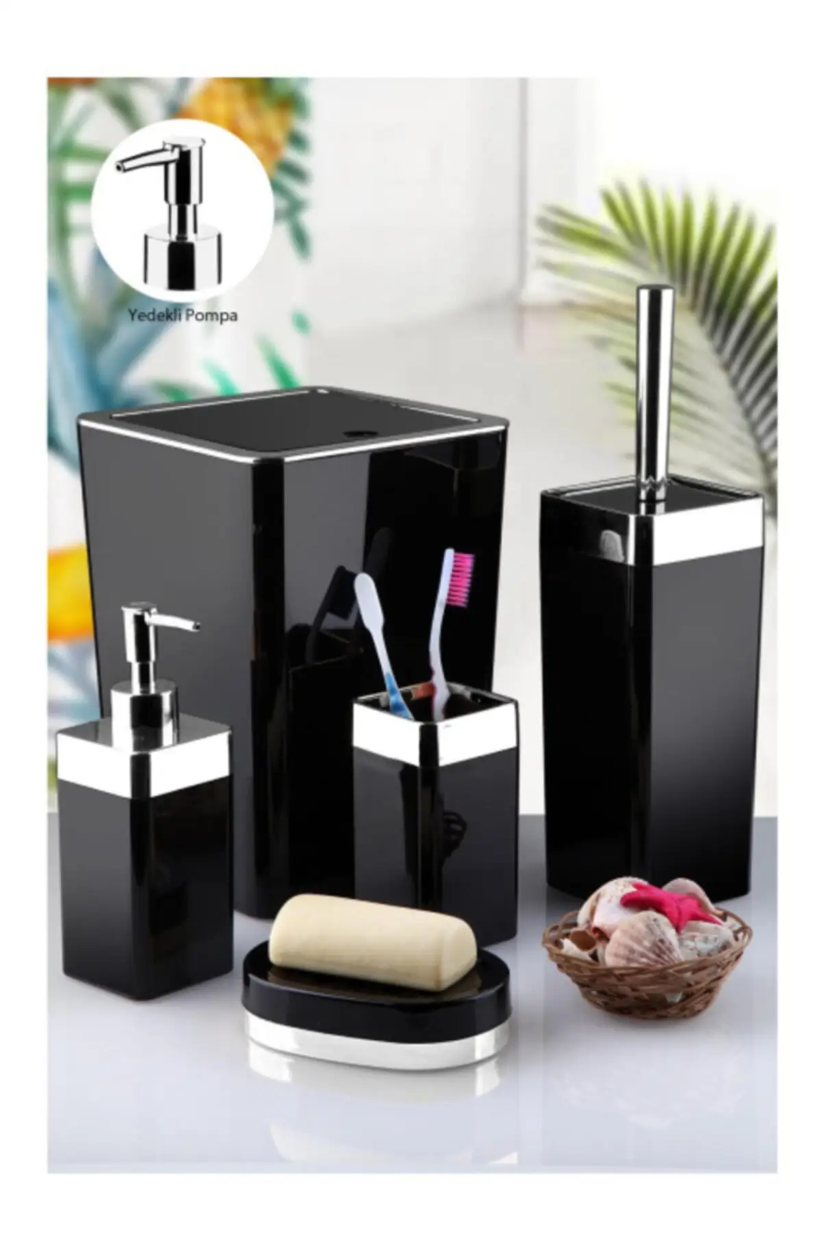 

Luxury Bathroom Toilet Accessory Set - 5 Pcs - Trash Can - Soap Dispenser - Toilet Brush - Toothbrush Container - Soap Dispense