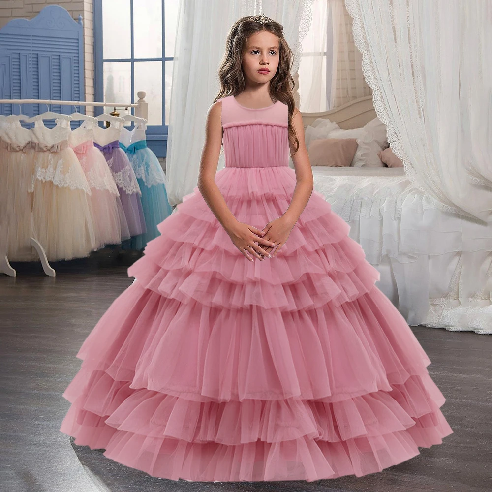 

Summer Girls Lace Dress Children Clothes Bridesmaid Party Wedding Birthday Kids Dresses For Girl Evening Princess Gown Vestidos