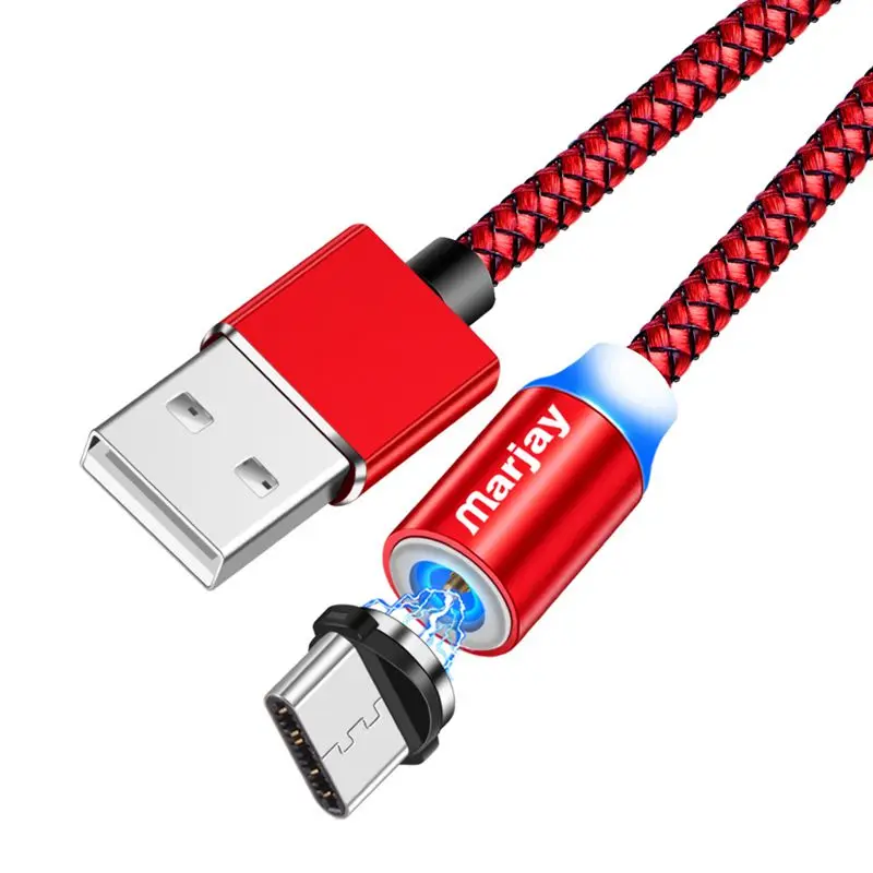 Marjay Магнитный usb type-C кабель для быстрой зарядки USBC type-C кабель для Xiaomi Mi 9 8 samsung S10 S9 S8 Oneplus 6t 6 USB-C зарядное устройство - Цвет: Red Type C Cable