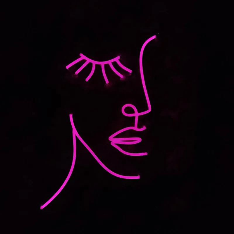 Custom Girl Face Lashes Aesthetic Neon Sign Logo Led Light Visual Bar Wall Lighting Sign Beauty Neon Lamp Home Room Decor