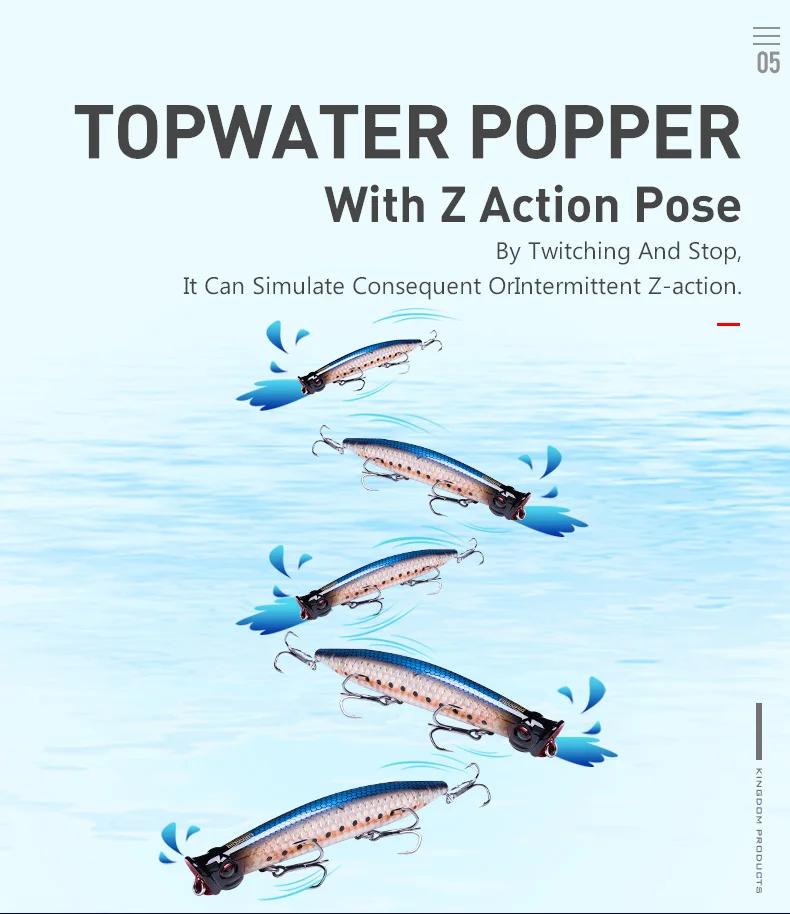 Kingdom Fishing Приманка Topwater приманка поппер 123 мм 18,5 г, 110 мм 12,8 г, 90 мм 7,5 г жесткая приманка искусственная приманка плавающая приманка модель 3508