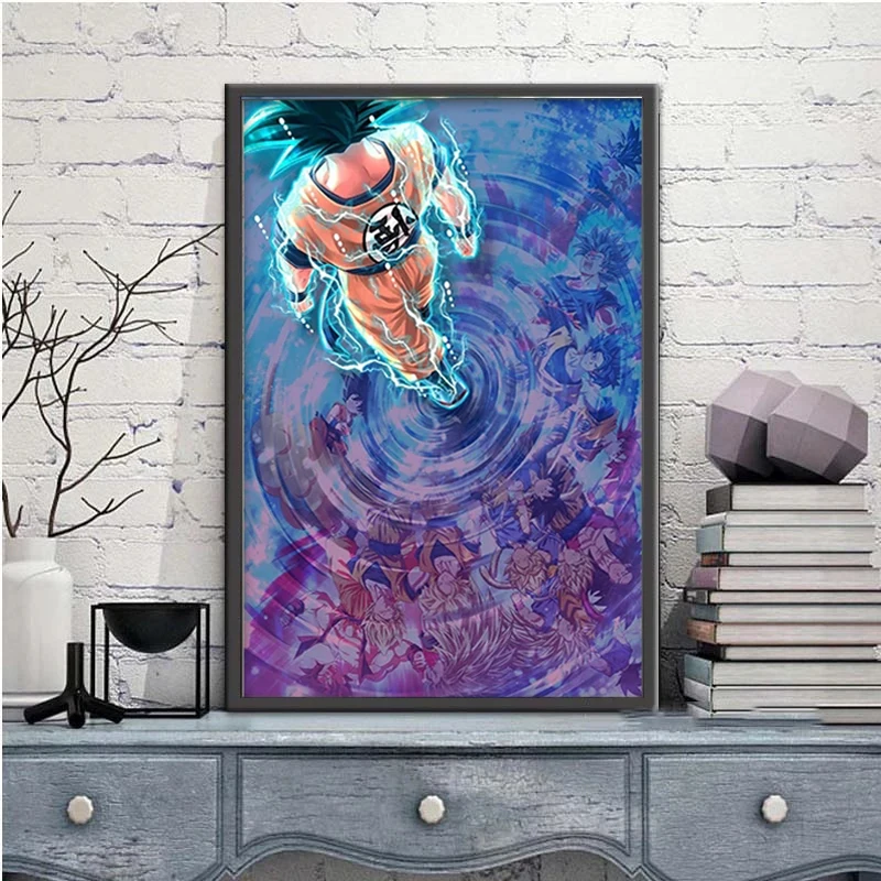 Гоку из дракона жемчуга Картина на холсте с эффектом волны рисунок стене аниме