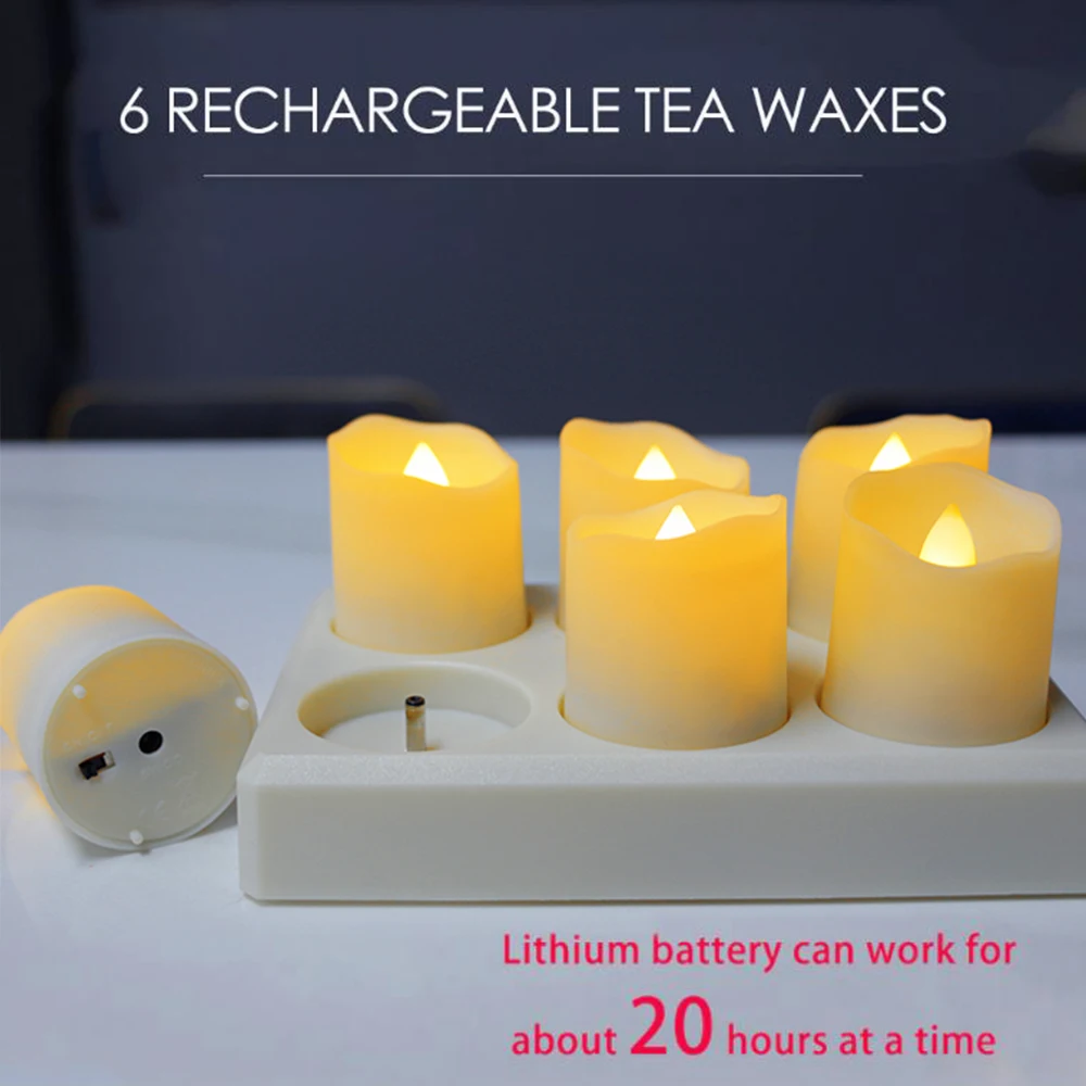 Перезаряжаемые светодиодные свечи USB Tealight пластиковый мерцающий таймер