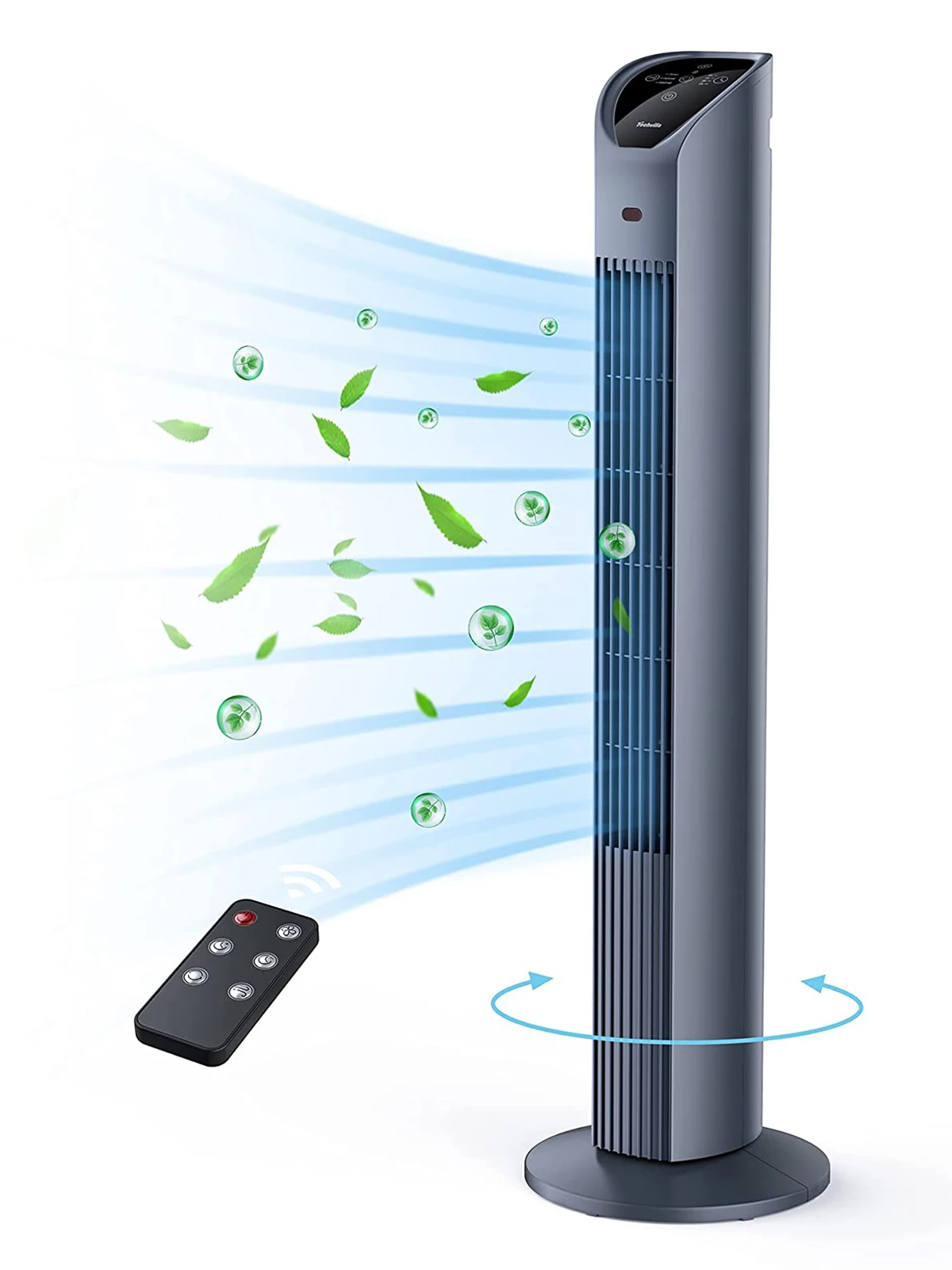 

Tower Fan TECHVILLA Bladeless Fan with Remote, Oscillating Fan Features 3 Modes 3 Speed, 75° Oscillation, and 12H Timer