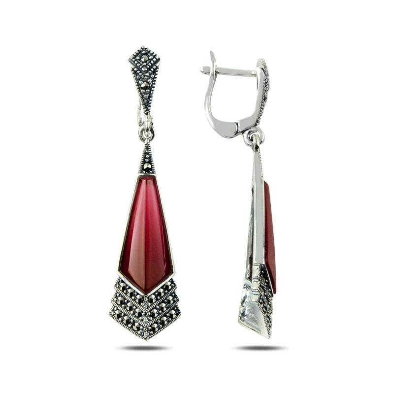 

Серебряные 925 пробы Серьги из марказита и натурального камня