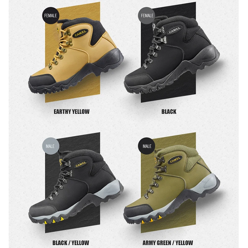 Goldencamel Men Women High-Top Hiking Shoes Durable Waterproof Anti-Slip Outdoor Climbing Ankle Trekking Shoes Military Boots