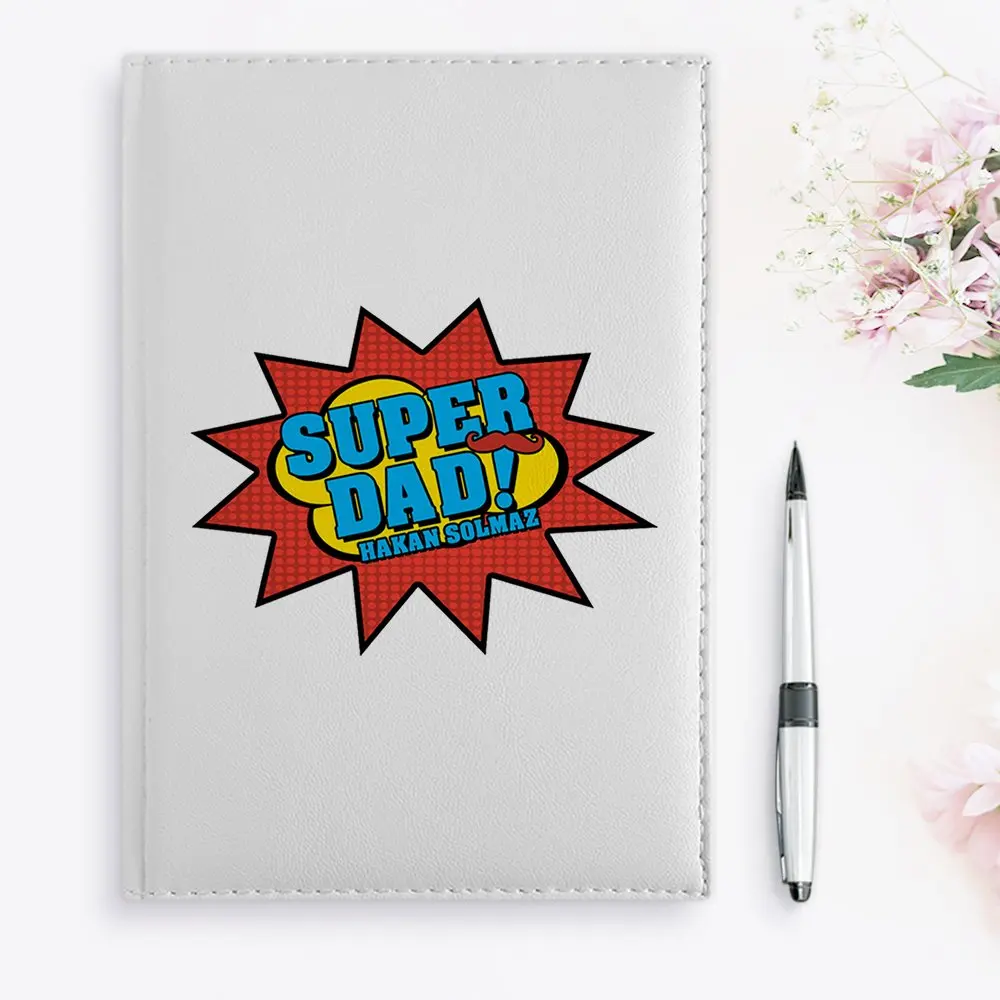 

Personalized Super Dad Design 2020 White Leather Organizer-3