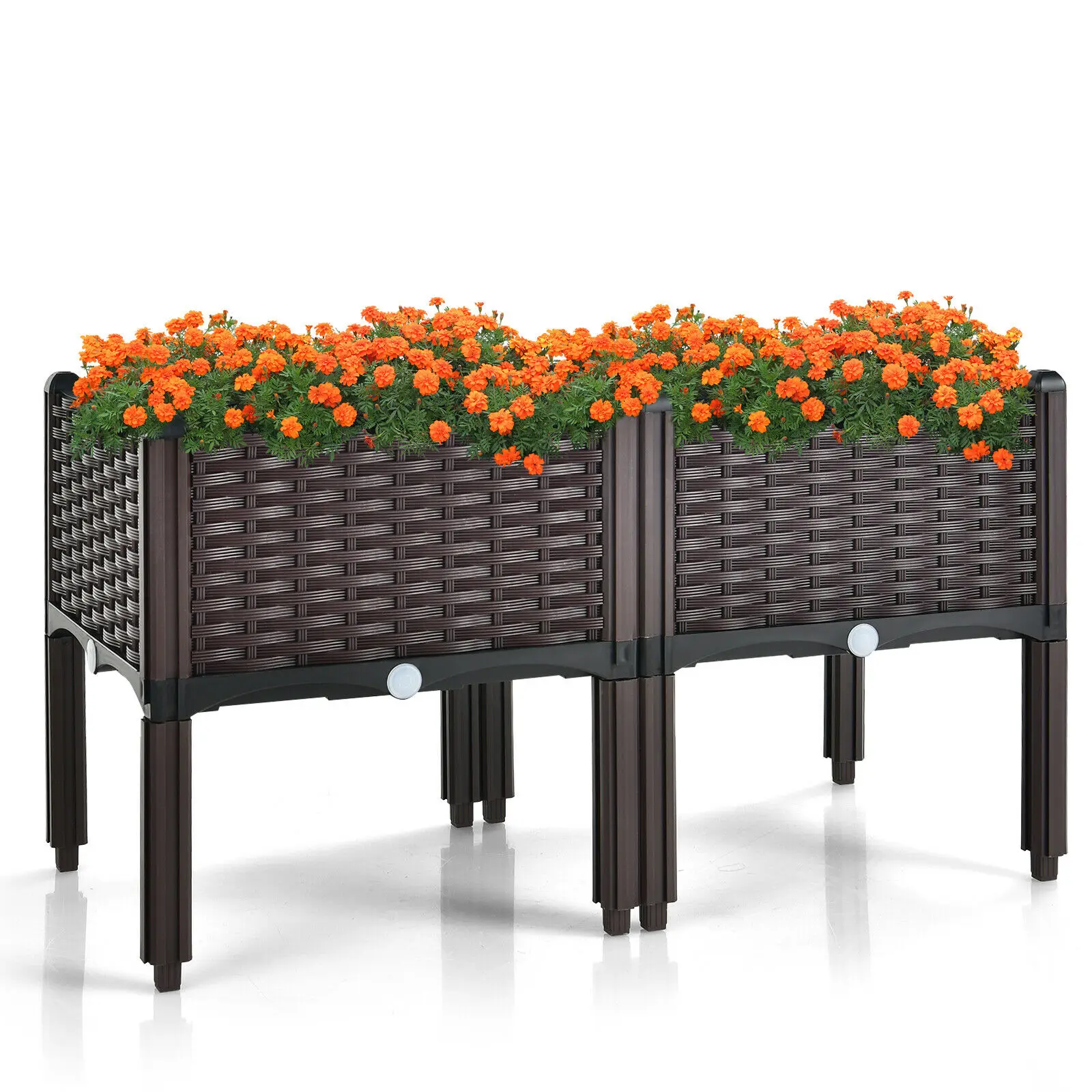 Elevated Plastic Raised Garden Bed Planter Kit for Flower Vegetable Grow 2 Set  GT3742BN