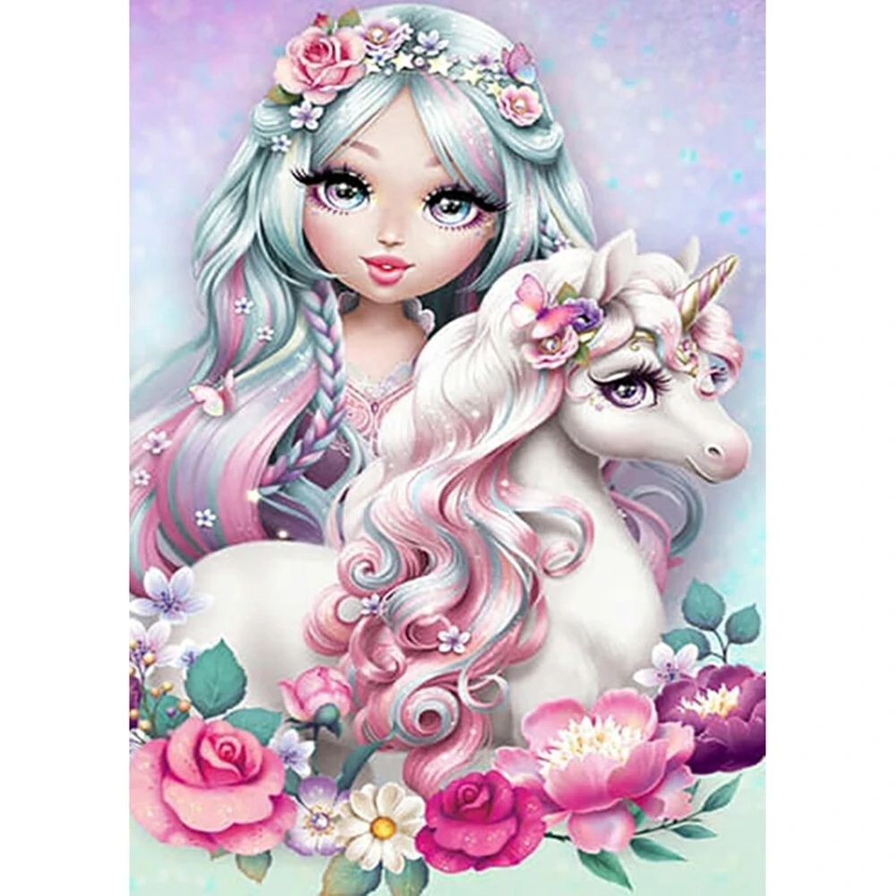 

DIY Diamond Painting Horn Horse Girl 5D Full Drill Cartoon Magic Unicorn Rhinestones Cross Stitch Mosaic Home Decor Kids Gift