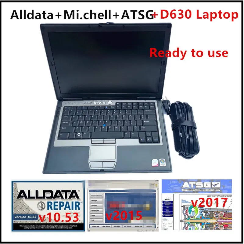 Лидер продаж 2023, Alldata 10,53 с программным обеспечением Mi.tchell 2015 ATSG 2017 для ремонта автомобиля, жесткий диск на 1 ТБ с ноутбуком D630 4G, готов к использованию