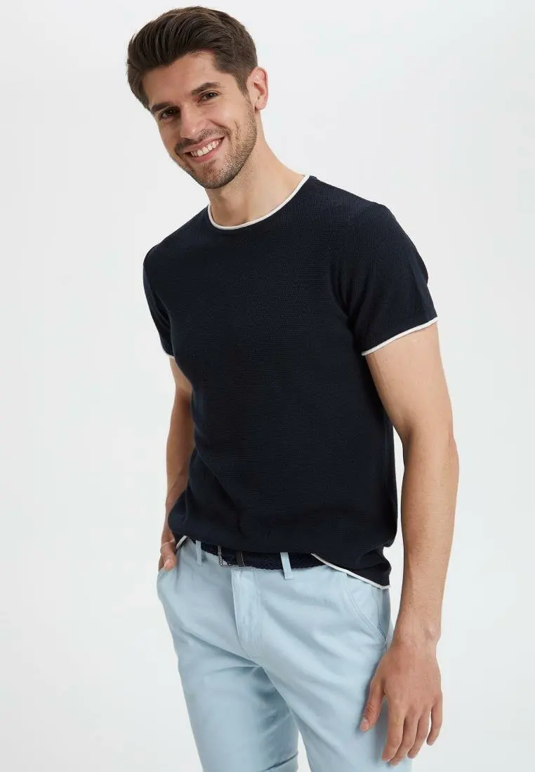 DeFacto мужская летняя Однотонная рубашка с вырезом лодочкой модная свободная