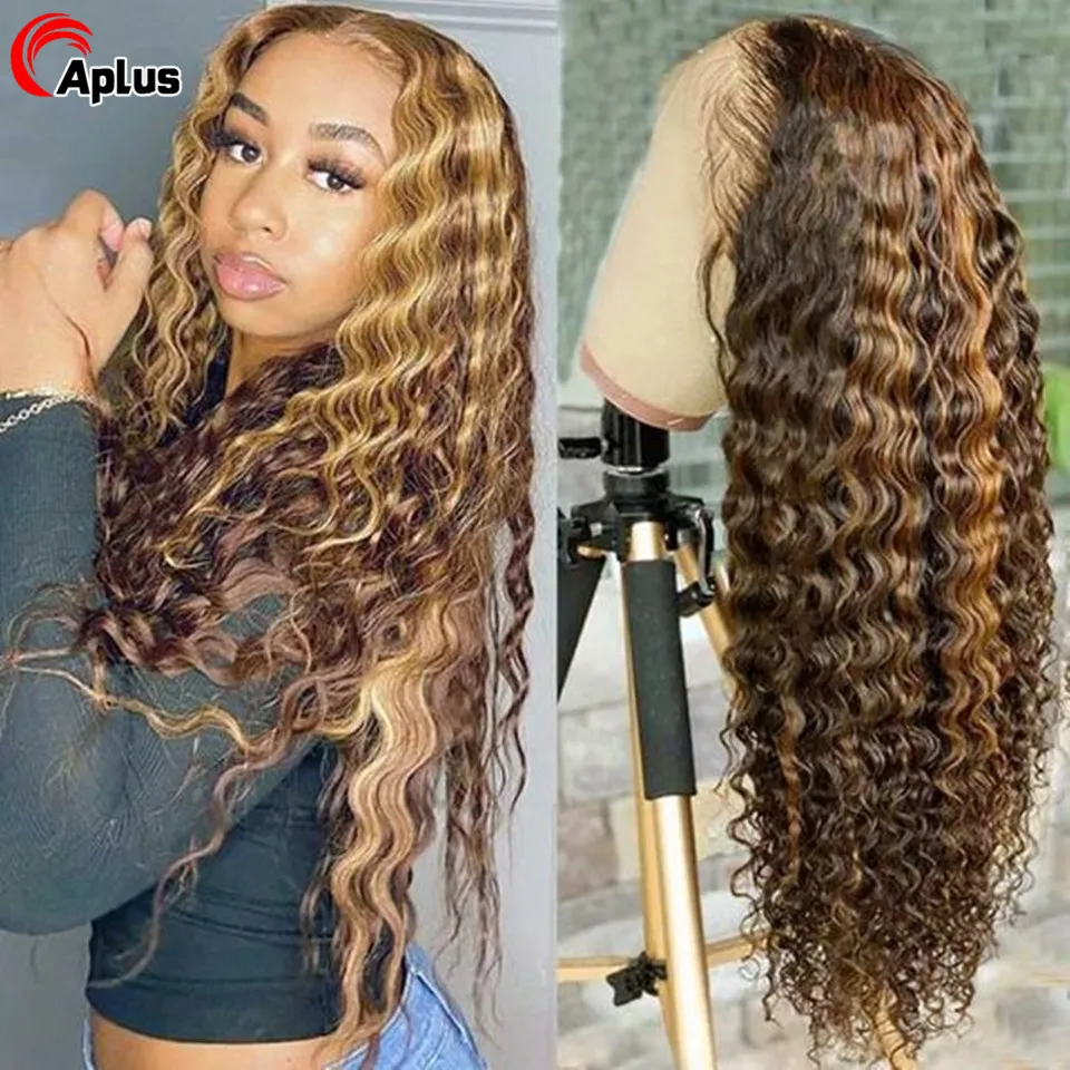 30inch Hd Deep Wave Lace Frontal Wig Loose Wave Lace Front Human Hair Wigs 13x4 Honey Blonde Lace Front Wigs For Black Women