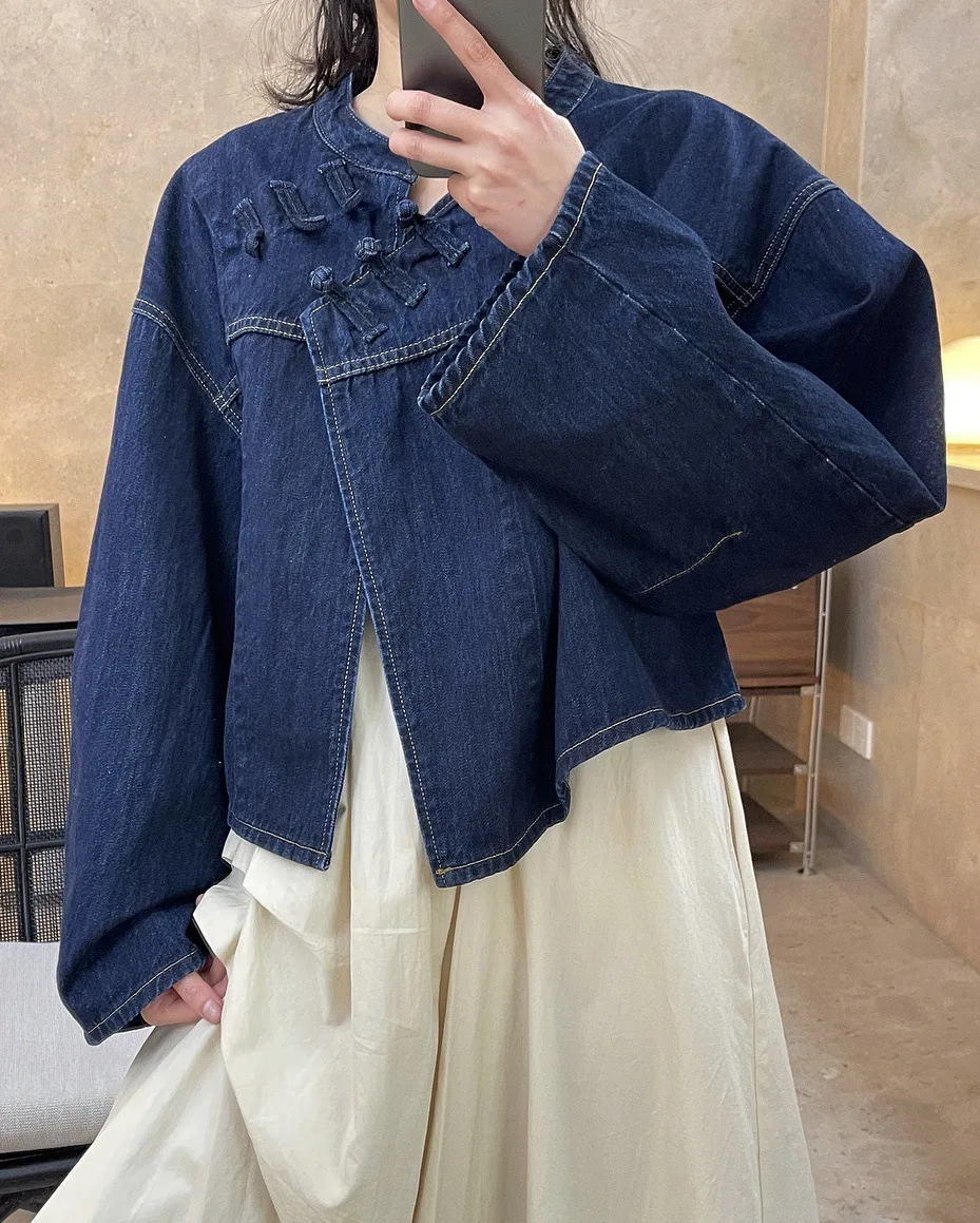 new woman jeans jacket japanese style