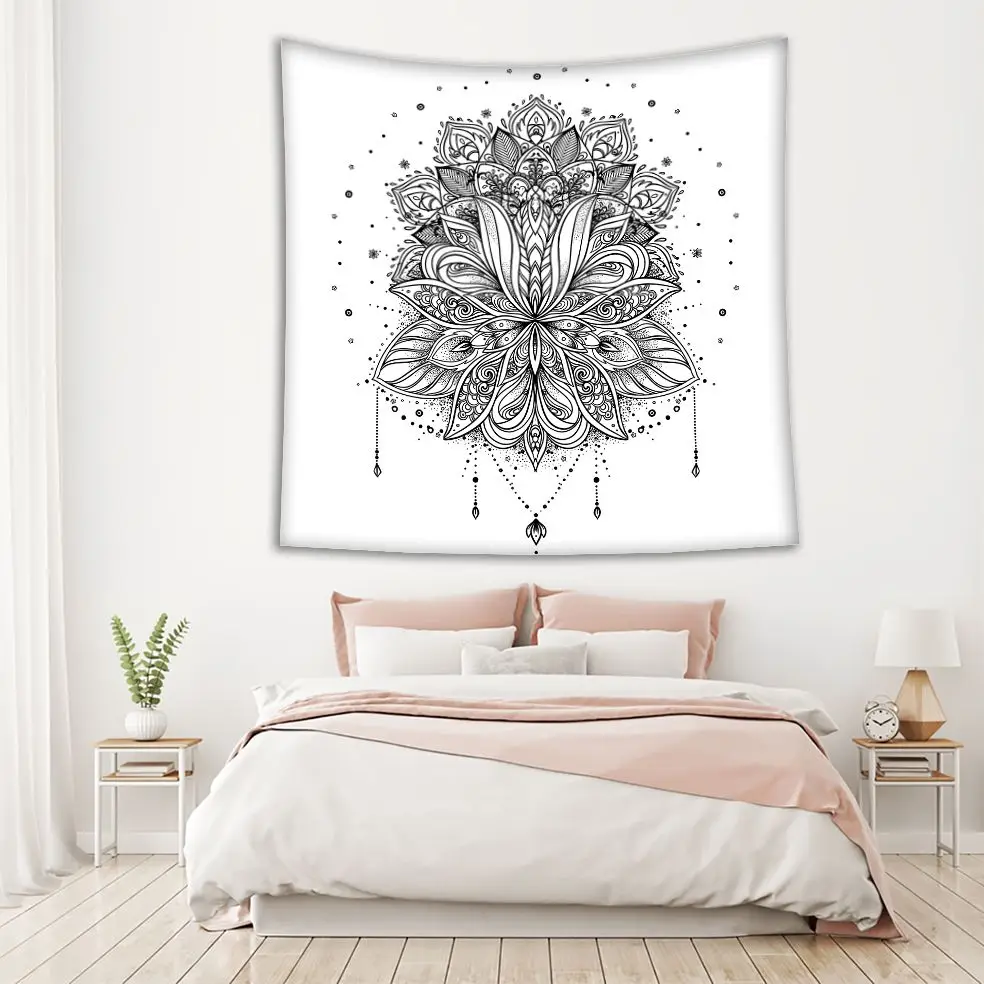 Гобеленовые декоративные цветы лотоса узоры Пейсли Бохо и магический символ