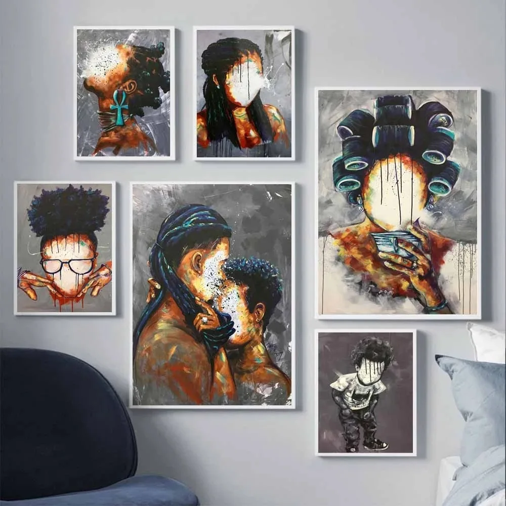 

Graffiti Art Abstract Character Canvas Painting Crown Goddess Poster Print Wall Art Hairstyle Sexy Girly Home Decor Picture Gift