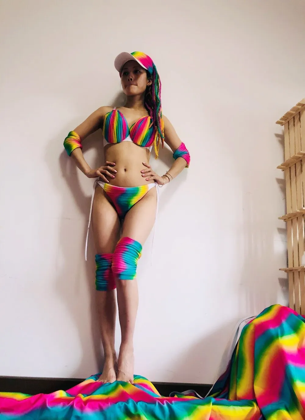 Новое Стильное сексуальное Радужное платье Бикини для танцев Женский костюм ds gogo