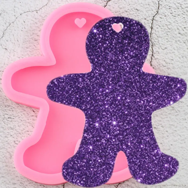 Блестящая силиконовая форма в виде рождественского снеговика имбиря мужчины