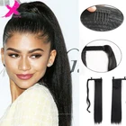 Прямой хвост xnработы с прямыми заколками натуральный накладной хвост шиньон с заколками Синтетический хвост наращивание волос парик