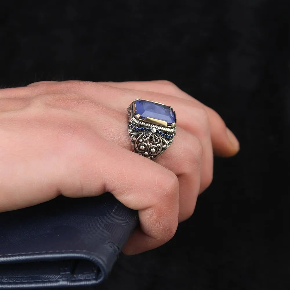 

Кольцо из серебра 925 пробы с драгоценным камнем, мужское серебряное кольцо ручной работы, Стильное мужское кольцо, Новое модное кольцо, коль...