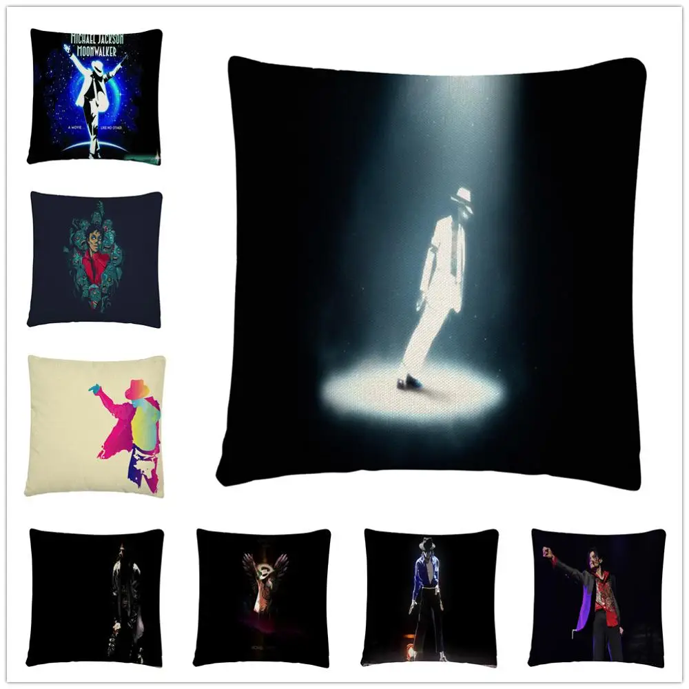 

Superstar Dancer Michael Jackson Cartoon Linen Cushion Cover Pillow Case for Home Sofa Car Decor Pillowcase 45X45cm