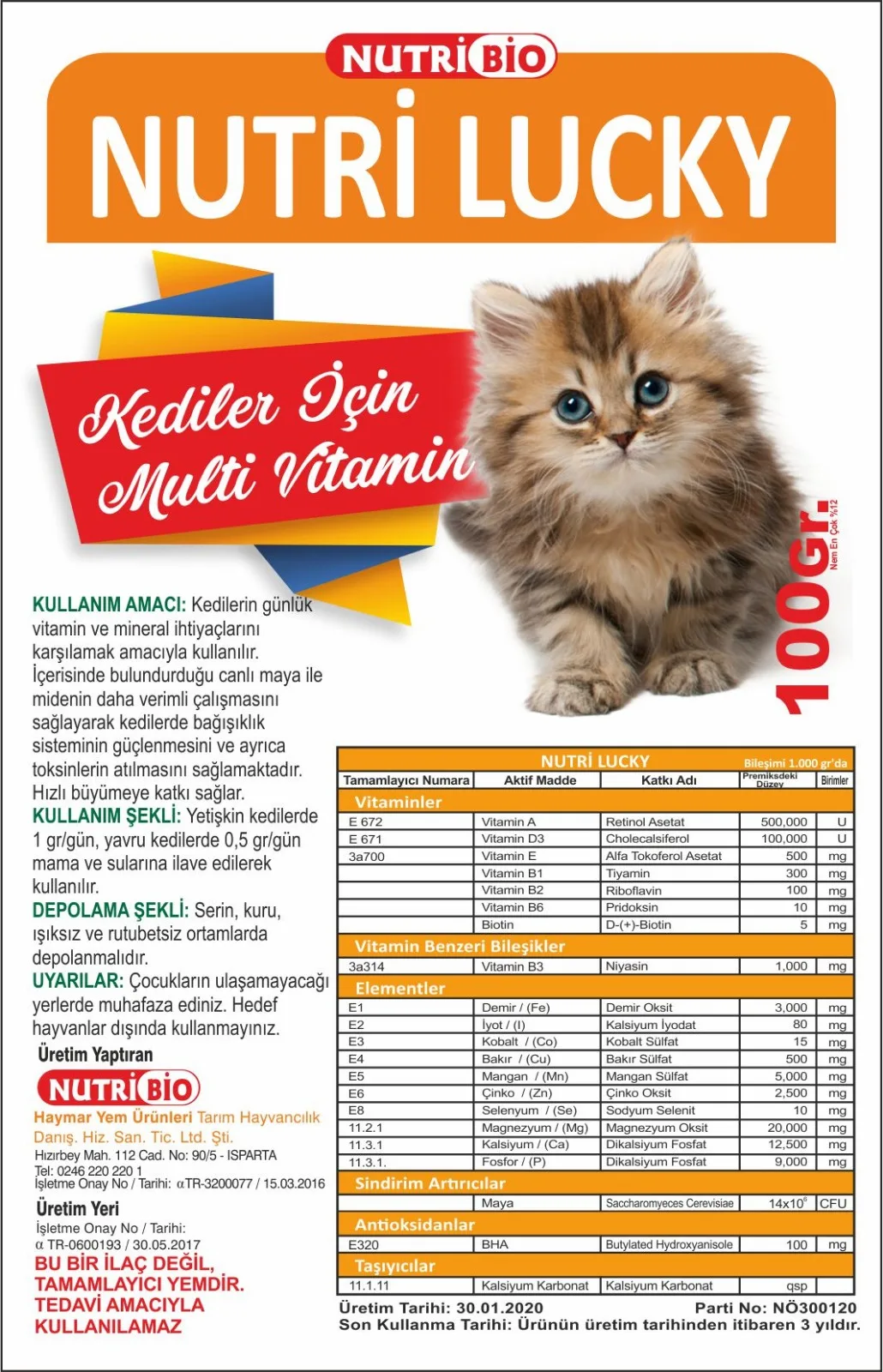 

NUTRI LUCKY Multivitamin powder product that increases in immunity cats and works the stomach 100 g