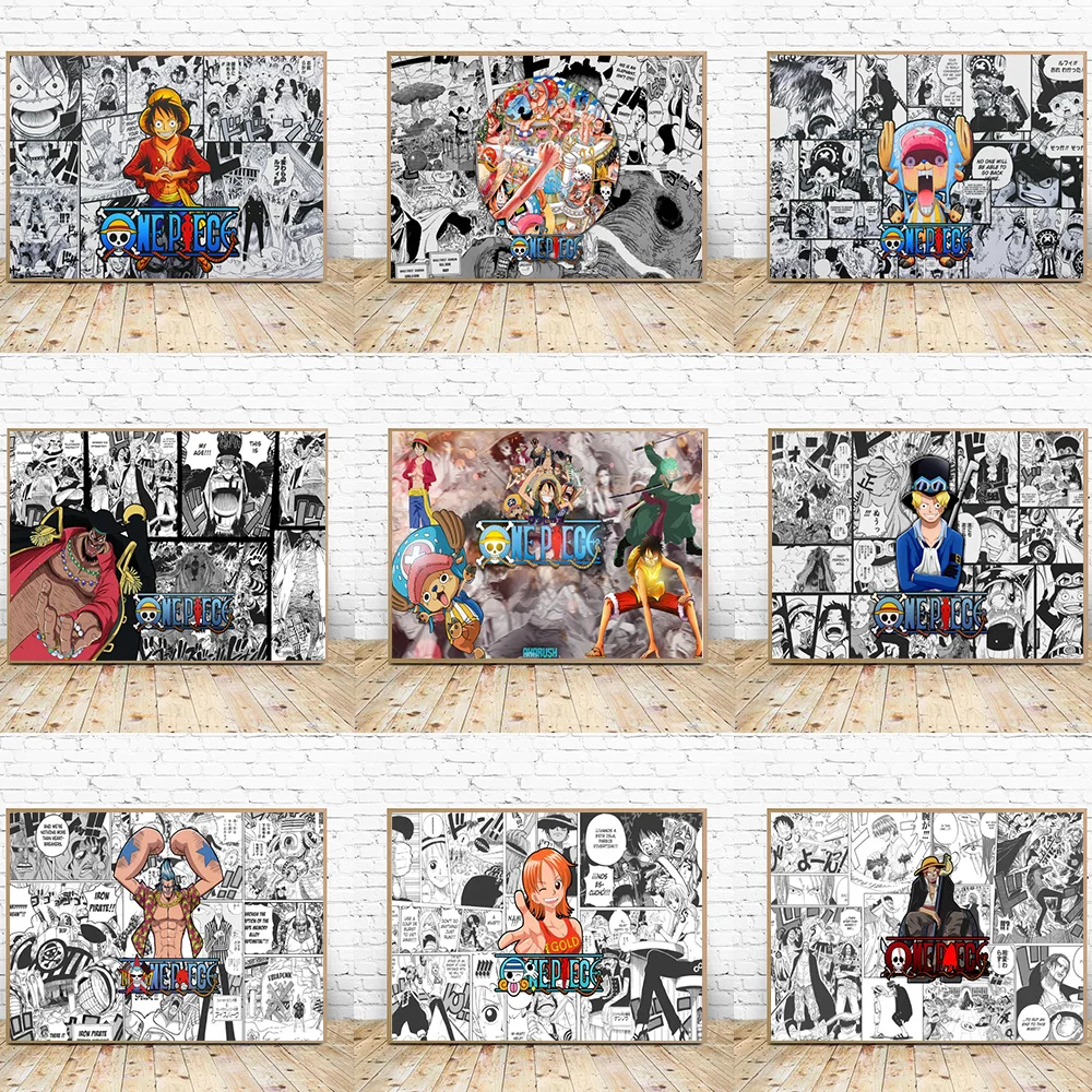 

Japanese Anime Poster One Piece Art Canvas Painting Comic style Luffy Picture For Modern Kid Home Bedroom Decor Painting