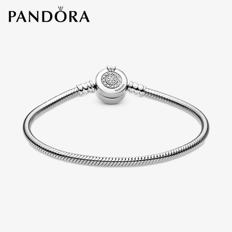 

PANDORA 925 Silver Moments Crown Letter O Snake-bone Bracelet With Box