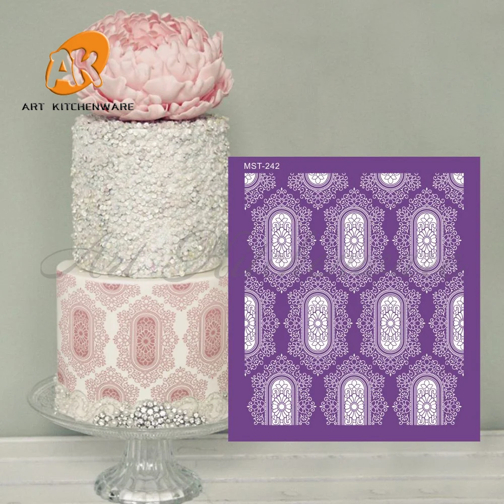

Flowers Pattern Mesh Stencil Cake Stencil Wedding Decoration Cake wedding decoration Tools Soft Fabric Stencils for Fondant Cake