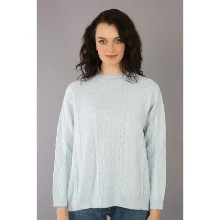 

BLUE CYCLING NECK FRONT PATTERNED WOMEN KNITWEAR SWEATER 463487200