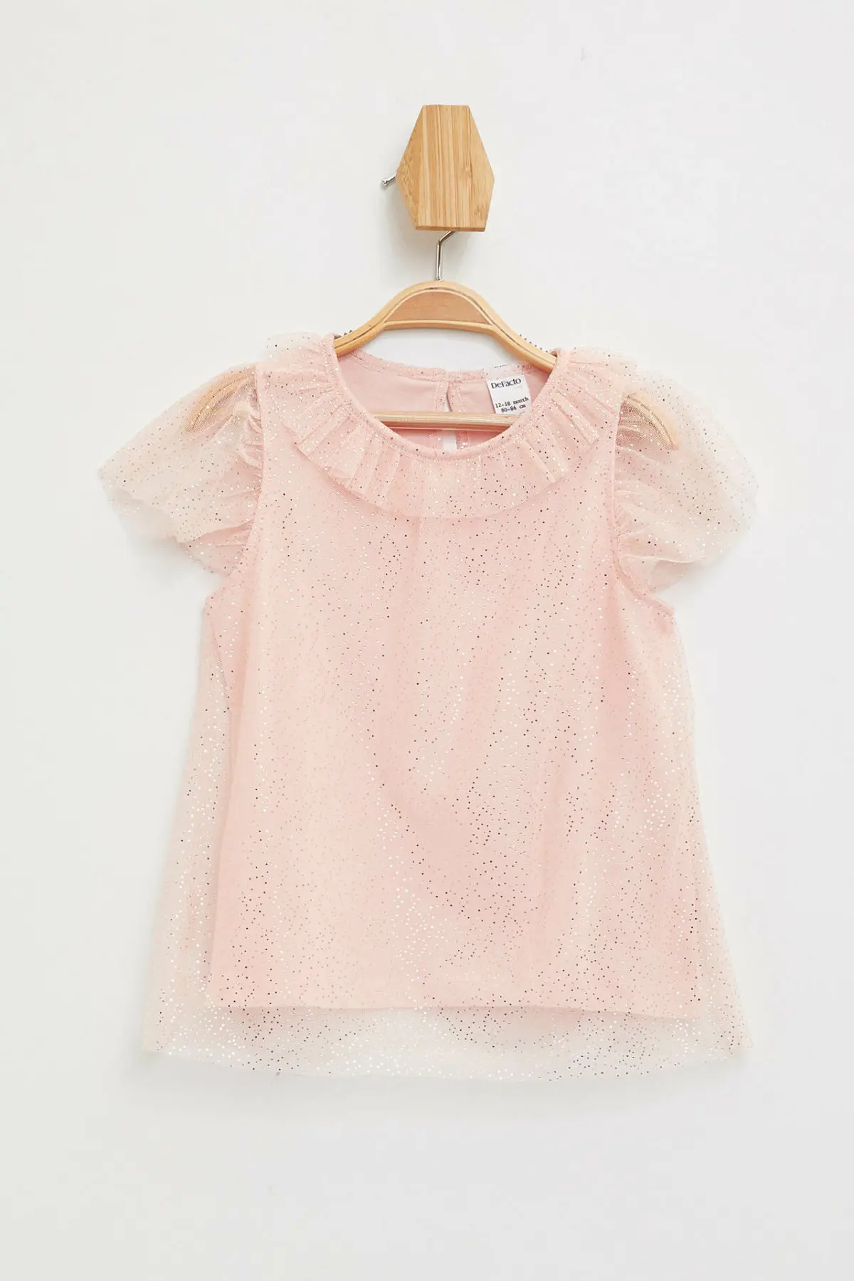 DeFacto/милая детская модная фатиновая футболка с короткими рукавами и круглым