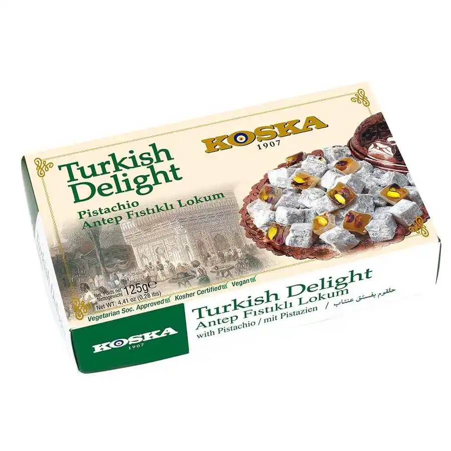 

Turkish Delight with Pistachio Flavor by Koska | Giftable Snacks, Sweet Luxury Traditional Dessert (125, 250, 500 gr)