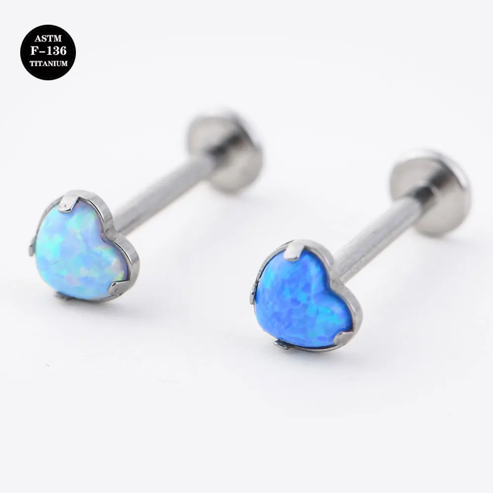 

16G Implant Grade Titanium ASTM F136 Internal Thread Screw Opal CZ Gem Labret Cartilage Helix Ear Tongue Piercing Body Jewelry
