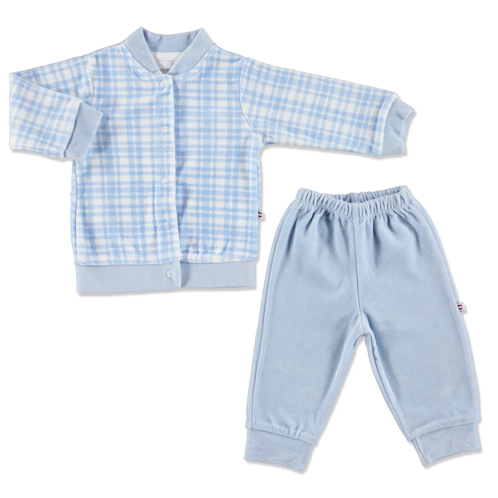 Детский бархатный пижамный комплект с квадратным принтом ebebek Carmin| |