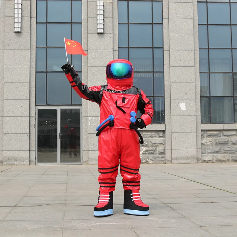 Красный костюм астронавта с шлемом кукольный авиационный мультяшный реквизит